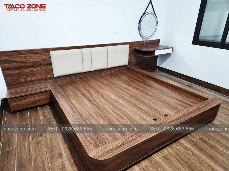 Combo giường ngủ vai cong 1800x2000 đẹp tại Taaco Zone