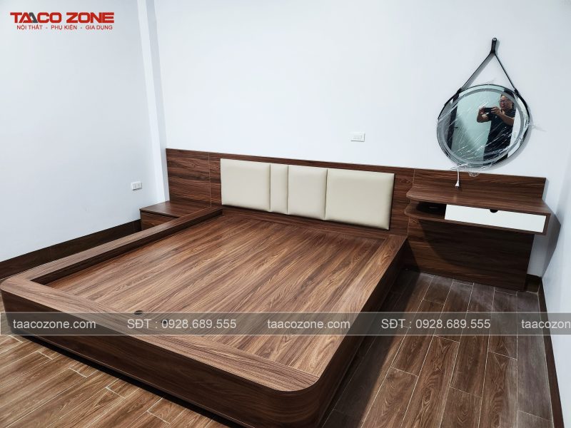 Combo giường ngủ vai cong 1800x2000 đẹp tại Taaco Zone